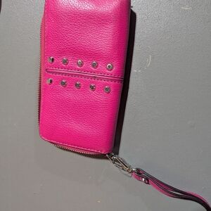 Michael Kors Fuchsia Wristlet with Silver Accents